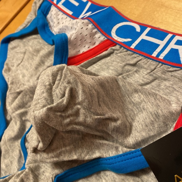 Medium Andrew Christian “Almost Naked” Mesh & Cotton Brief White Grey Blue Red - Picture 2 of 9